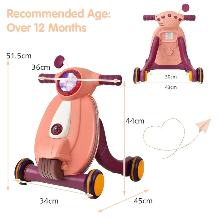 Measurement chart of a children's scooter with dimensions labeled.