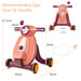 Measurement chart of a children's scooter with dimensions labeled.