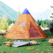 6 Men Tipi Tent with Carry Bag in Orange (6 persons) - Little and Giant Explorers Outsunny