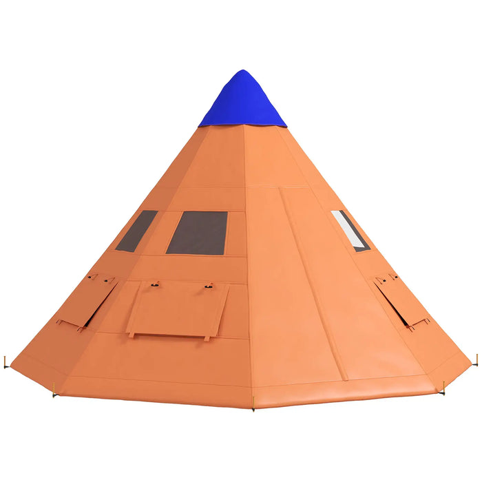 6 Men Tipi Tent with Carry Bag in Orange (6 persons) - Little and Giant Explorers Outsunny