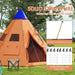 6 Men Tipi Tent with Carry Bag in Orange (6 persons) - Little and Giant Explorers Outsunny