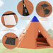 6 Men Tipi Tent with Carry Bag in Orange (6 persons) - Little and Giant Explorers Outsunny