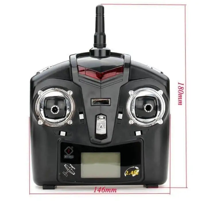 WLtoys 2.4GHz RC glider controller with dual joysticks, LCD, 180mm height, 146mm width