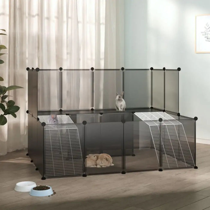 Small Animal Cage – Black | Modular Pet Playpen - Platform, Ladders and Wire Panels VIDAXL - Little and Giant Explorers vidaXL