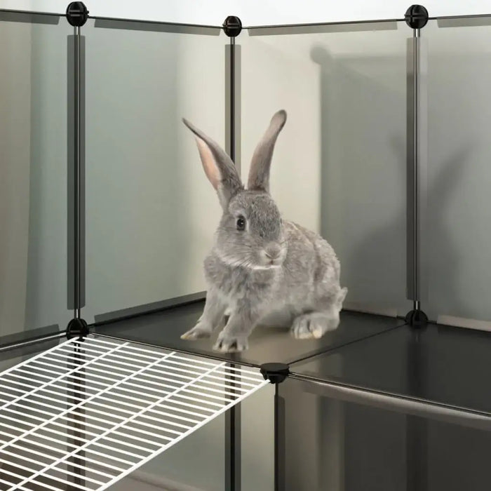 Small Animal Cage – Black | Modular Pet Playpen - Platform, Ladders and Wire Panels VIDAXL - Little and Giant Explorers vidaXL