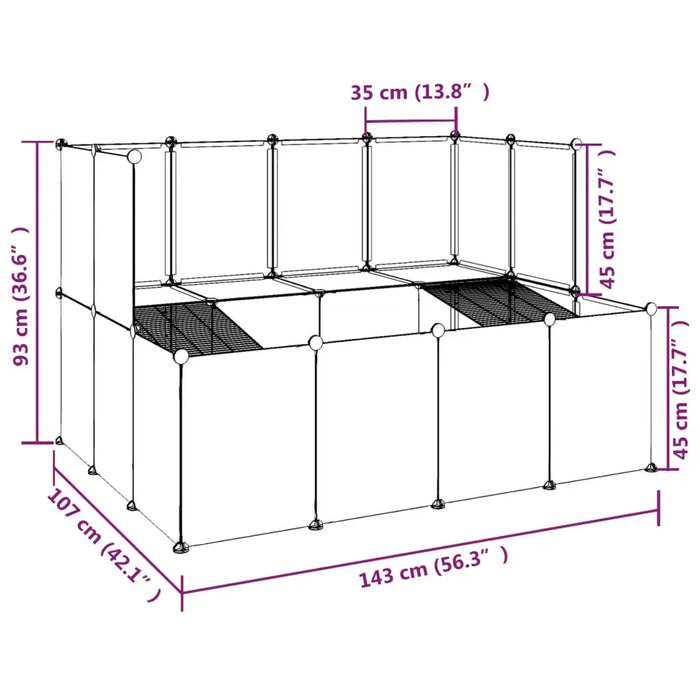 Small Animal Cage – Black | Modular Pet Playpen - Platform, Ladders and Wire Panels VIDAXL - Little and Giant Explorers vidaXL