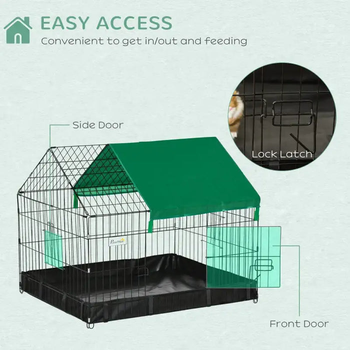 Small Animal Cage – Steel Wire Rabbit and Guinea Pig Enclosure | Oxford Bottom PAWHUT - Little and Giant Explorers PawHut