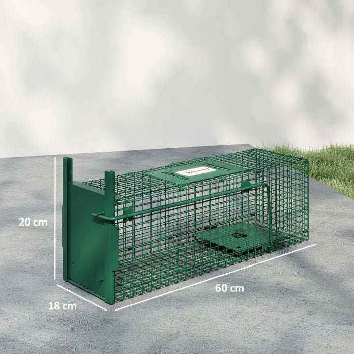 Small Animal Trap Cage – Dark Green | Humane Rat and Mouse Catcher PAWHUT - Little and Giant Explorers PawHut