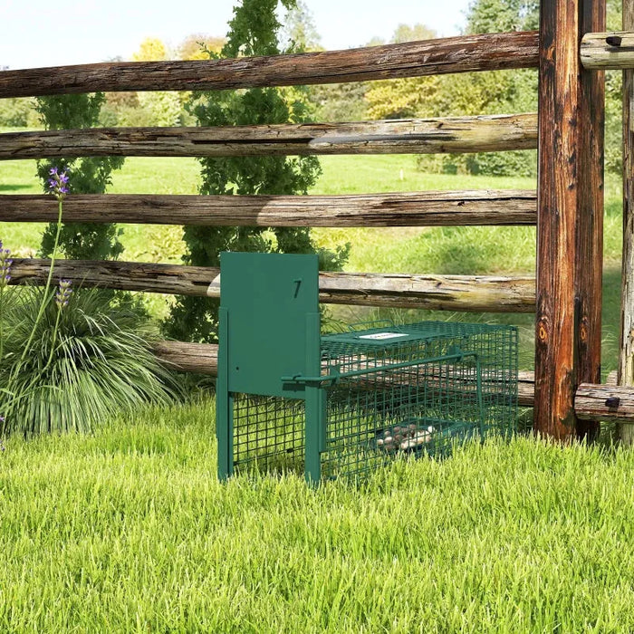 Small Animal Trap Cage – Dark Green | Humane Rat and Mouse Catcher PAWHUT - Little and Giant Explorers PawHut
