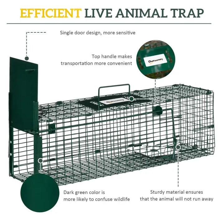 Small Animal Trap Cage – Dark Green | Humane Rat and Mouse Catcher PAWHUT - Little and Giant Explorers PawHut
