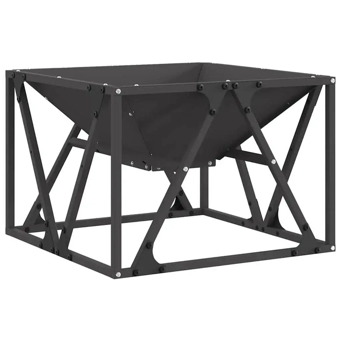Small Black Wood-Burning Fire Pit – Cold-Rolled Steel | 50cm Square Modern Outdoor Heater VIDAXL - Little and Giant Explorers vidaXL