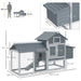 Small Chicken Coop with Run and Nesting Box in Grey (150.5 x 54 x 87cm) - Little and Giant Explorers PawHut