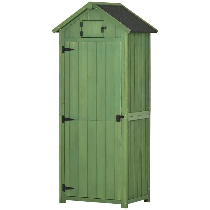 Small Wooden Garden Shed in Green (77 x 54.2 x 179cm) - Little and Giant Explorers Outsunny