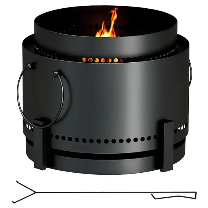 Smokeless Fire Pit – 37cm Matte Black | Ash Catcher and Poker Included OUTSUNNY - Little and Giant Explorers Outsunny