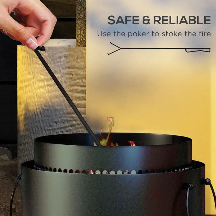 Smokeless Fire Pit – 37cm Matte Black | Ash Catcher and Poker Included OUTSUNNY - Little and Giant Explorers Outsunny