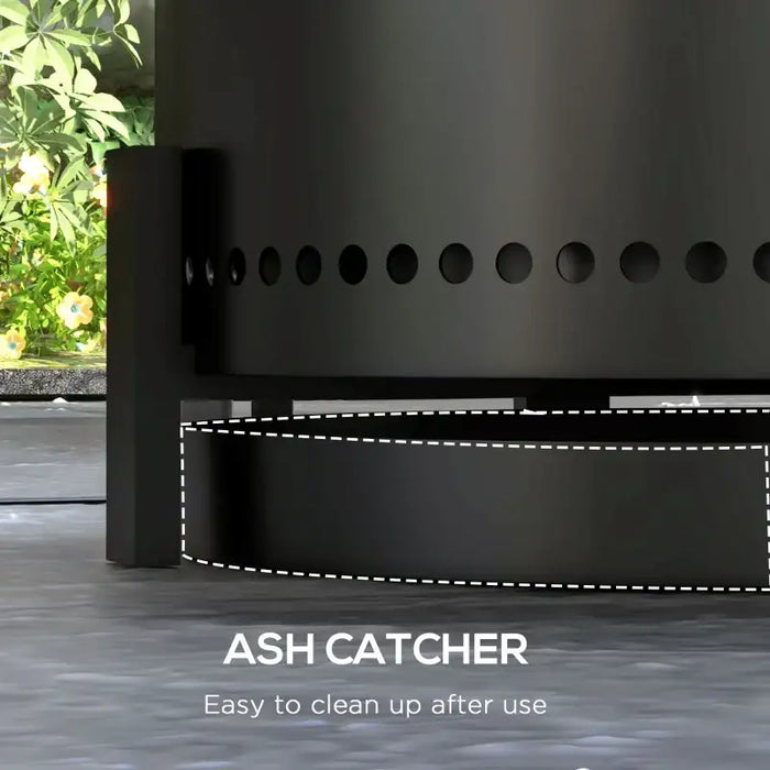 Smokeless Fire Pit – 37cm Matte Black | Ash Catcher and Poker Included OUTSUNNY - Little and Giant Explorers Outsunny