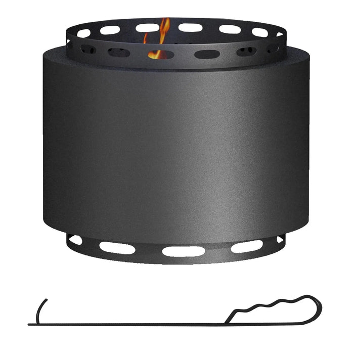 Smokeless Fire Pit with Poker in Metal and Black 48.5cm - Little and Giant Explorers Outsunny