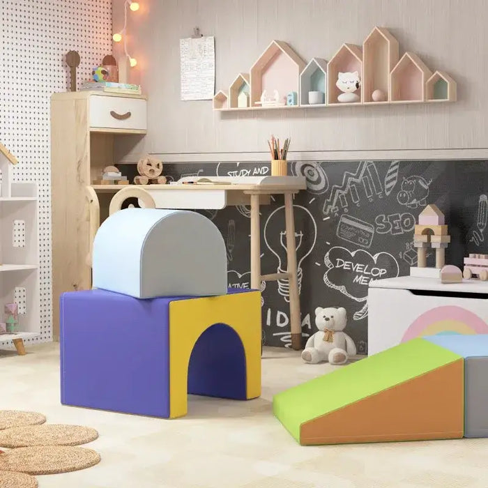 Four-Piece Soft Play Set in Blue - Little and Giant Explorers HOMCOM