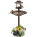 Solar-Powered Bird Bath with LED Lights - Antique | Bird Feeder and Planter Pedestal COSTWAY - Little and Giant Explorers Costway