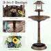 Solar-Powered Bird Bath with LED Lights - Antique | Bird Feeder and Planter Pedestal COSTWAY - Little and Giant Explorers Costway