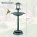 Solar-Powered Bird Bath with LED Lights - Bronze | Bird Feeder and Planter Pedestal COSTWAY - Little and Giant Explorers Costway