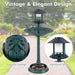 Solar-Powered Bird Bath with LED Lights - Bronze | Bird Feeder and Planter Pedestal COSTWAY - Little and Giant Explorers Costway