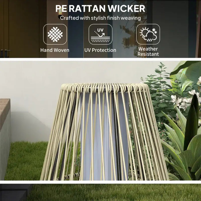 Solar Rattan Floor Lamp – Boho Garden Lantern | Round Wicker Shade - Warm LED Light OUTSUNNY - Little and Giant Explorers Outsunny