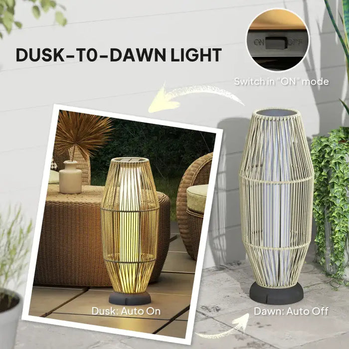 Solar Rattan Floor Lamp – Boho Garden Lantern | Round Wicker Shade - Warm LED Light OUTSUNNY - Little and Giant Explorers Outsunny