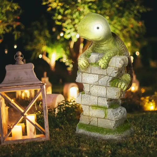 Solar Tortoise Garden Ornament – LED Light-Up Eyes | Weather-Resistant Ceramic OUTSUNNY - Little and Giant Explorers Outsunny