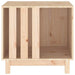 Solid pine wood dog house with minimalist design and vertical slats for small dogs