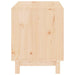 Front view of a solid pine wood minimalist dog house with rustic finish on white background