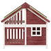 Solid pine wood dog kennel with window and water-resistant roof, outdoor pet house