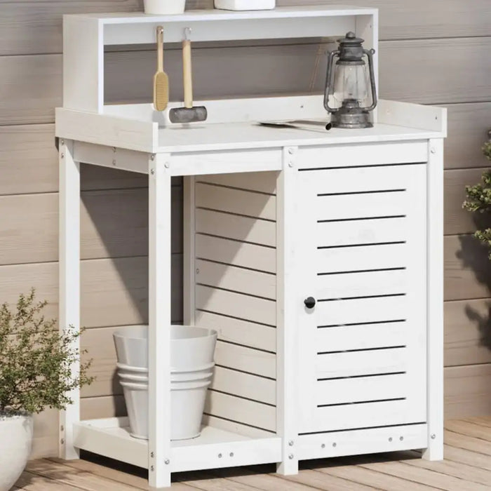 Solid Pine Wood Potting Table – White | Garden Workbench with Storage Cabinet VIDAXL - Little and Giant Explorers vidaXL