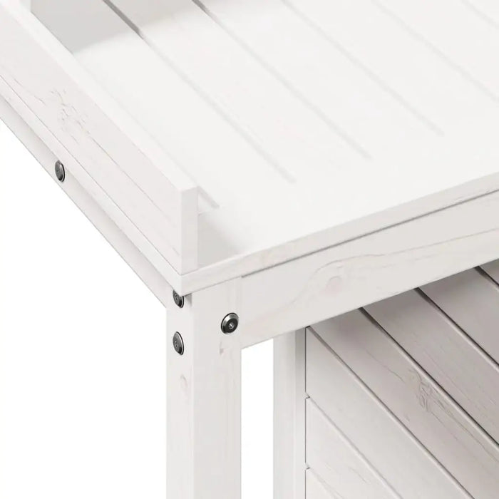 Solid Pine Wood Potting Table – White | Garden Workbench with Storage Cabinet VIDAXL - Little and Giant Explorers vidaXL