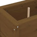 Solid pinewood garden planter in honey brown with visible screws and natural wood grain