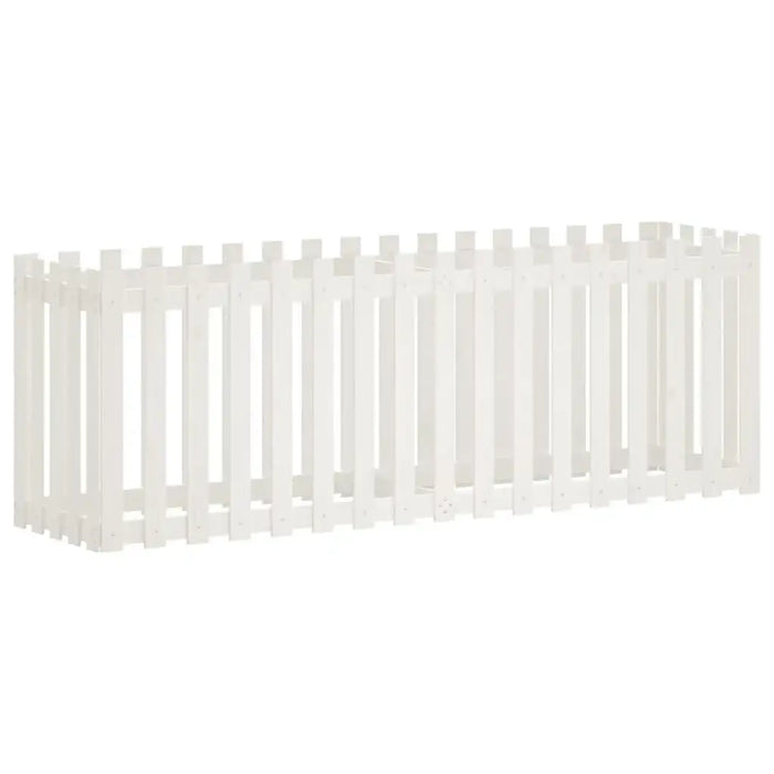 White solid pinewood garden raised bed with picket fence design
