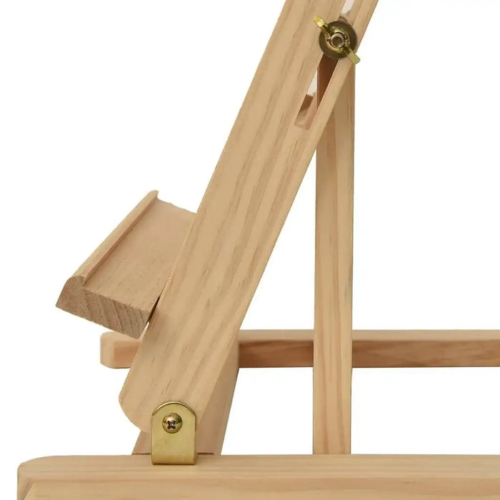 Adjustable solid pinewood table top easel with foldable design and brass hardware