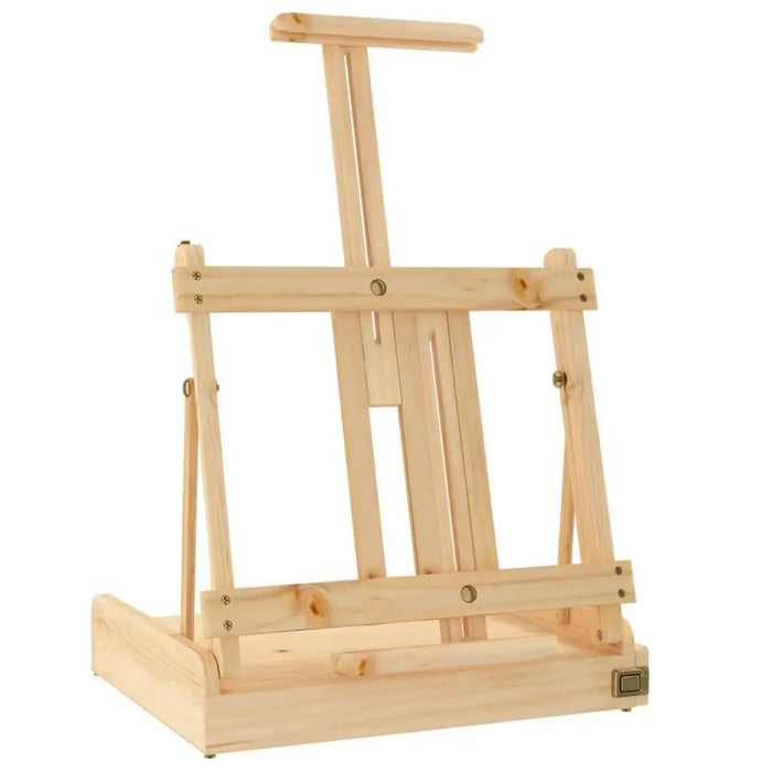 Solid pinewood table top easel with built-in storage drawer for large canvas support