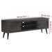 Modern dark wooden TV stand with two cabinets and central open shelves, 140x30x45 cm dimensions