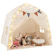 Spacious Boho Kids Play Tent in Beige - Little and Giant Explorers Costway