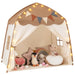 Spacious Boho Kids Play Tent in Coffee - Little and Giant Explorers Costway