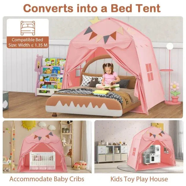 Spacious Boho Kids Play Tent in Pink - Little and Giant Explorers Costway