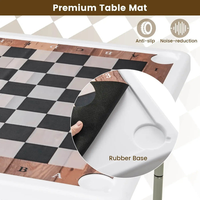 Square Folding Chess and Multi-Game Table | Metal Legs - Built-In Cup Holders COSTWAY - Little and Giant Explorers Costway