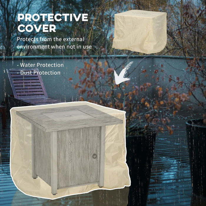 Gas Fire Pit Table with Cover and Glass Screen in Grey - Little and Giant Explorers Outsunny