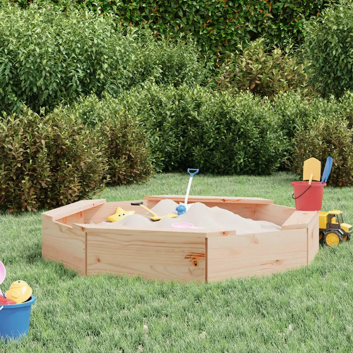 Square Sandbox Solid Pinewood | Untreated with 4 Seats - Little and Giant Explorers vidaXL