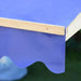 Close-up of a blue adjustable canopy with wooden frame for outdoor sandbox