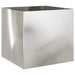 Silver stainless steel garden planter box with a smooth, reflective surface