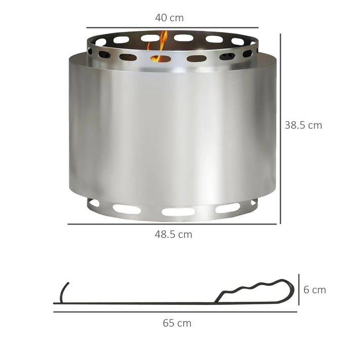 Stainless Steel Smokeless Fire Pit | Modern Dual-Chamber Design with Poker OUTSUNNY - Little and Giant Explorers Outsunny