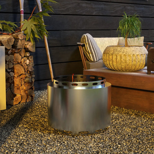 Stainless Steel Smokeless Fire Pit | Modern Dual-Chamber Design with Poker OUTSUNNY - Little and Giant Explorers Outsunny