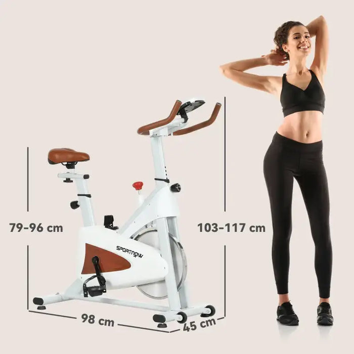 Static Exercise Bike – White | Adjustable Resistance - LCD Display and Tablet Holder SPORTNOW - Little and Giant Explorers SPORTNOW